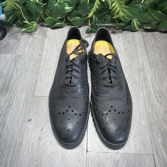 Cole Haan Zerogrand Grand.Os Wingtip C12973 Oxford All Black Shoes Mens Sz 10 M main image 7